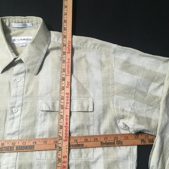 Common Threads Mens stripe Check Long Sleeve Shirt Outdoors large beige - Picture 3 of 7
